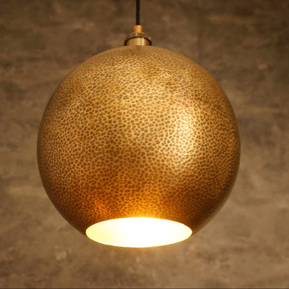 Hammered Brass Ball Pendant Light, Dome Ceiling Light