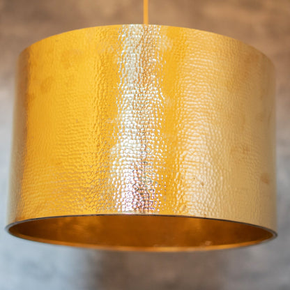 Hammered Brass Cylinder Pendant Light, Unlacquered Brass Pendant Light