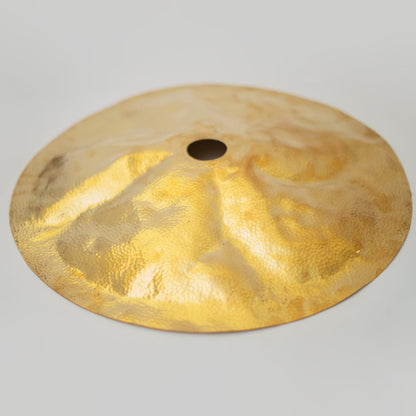 Hammered Brass Flat Disc Pendant Light, Brass Plate Lampshade, Flat Circle Shade