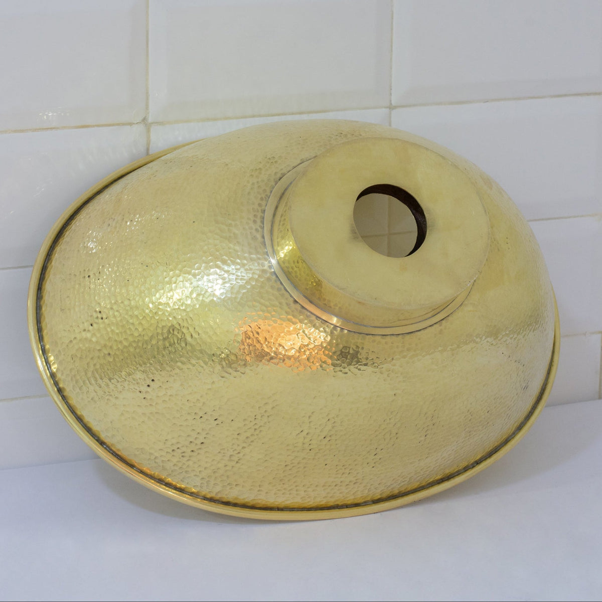 Hammered Brass Oval Vessel Sink | Handmade Bathroom Washbasin