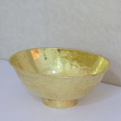 Hammered Brass Oval Vessel Sink | Handmade Bathroom Washbasin