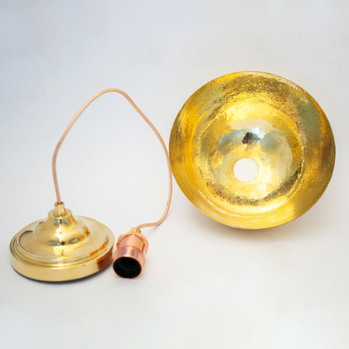 Hammered Brass Pendant Light, Unlacquered Brass Dome Lampshade, Kitchen Island Light