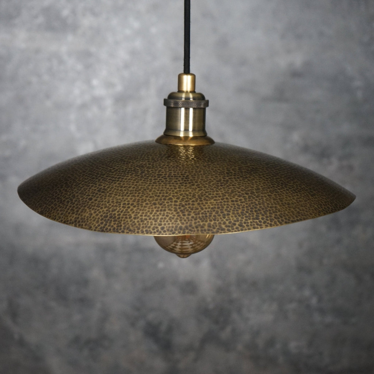 Hammered Bronze Finish Bowl Plate Pendant Light, Solid Brass Ceiling Light