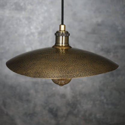 Hammered Bronze Finish Bowl Plate Pendant Light, Solid Brass Ceiling Light