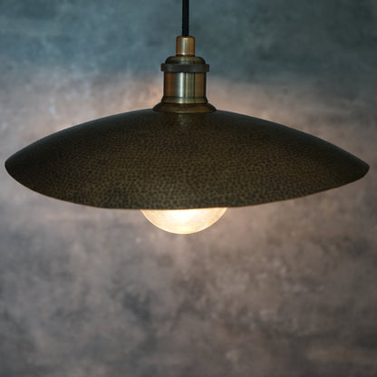 Hammered Bronze Finish Bowl Plate Pendant Light, Solid Brass Ceiling Light