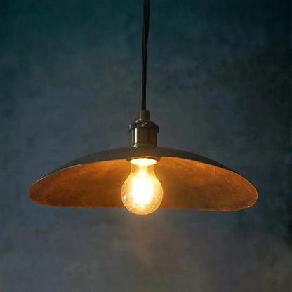 Hammered Bronze Finish Bowl Plate Pendant Light, Solid Brass Ceiling Light