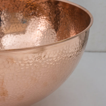 Hammered Copper Vessel Sink, Solid Copper Bathroom Washbasin, Round Sink Copper