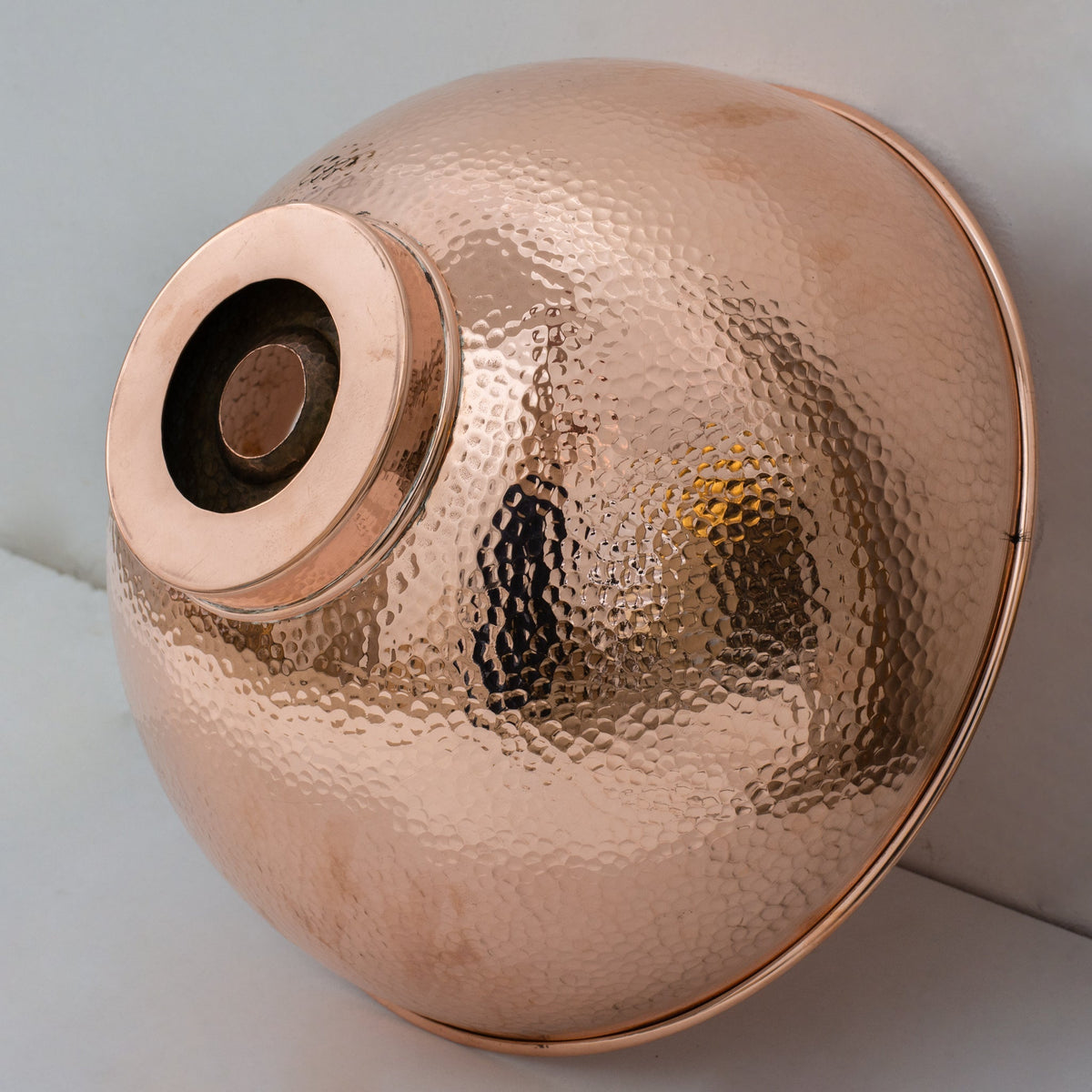 Hammered Copper Vessel Sink, Solid Copper Bathroom Washbasin, Round Sink Copper