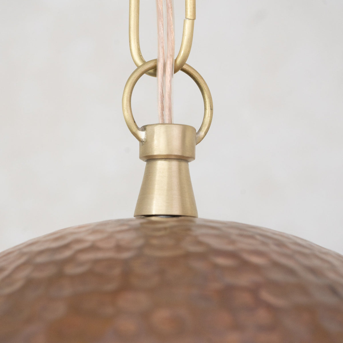 Hand-Hammered Wide Copper Dome Pendant - Rustic Moroccan Hanging Light for Kitchen & Dining