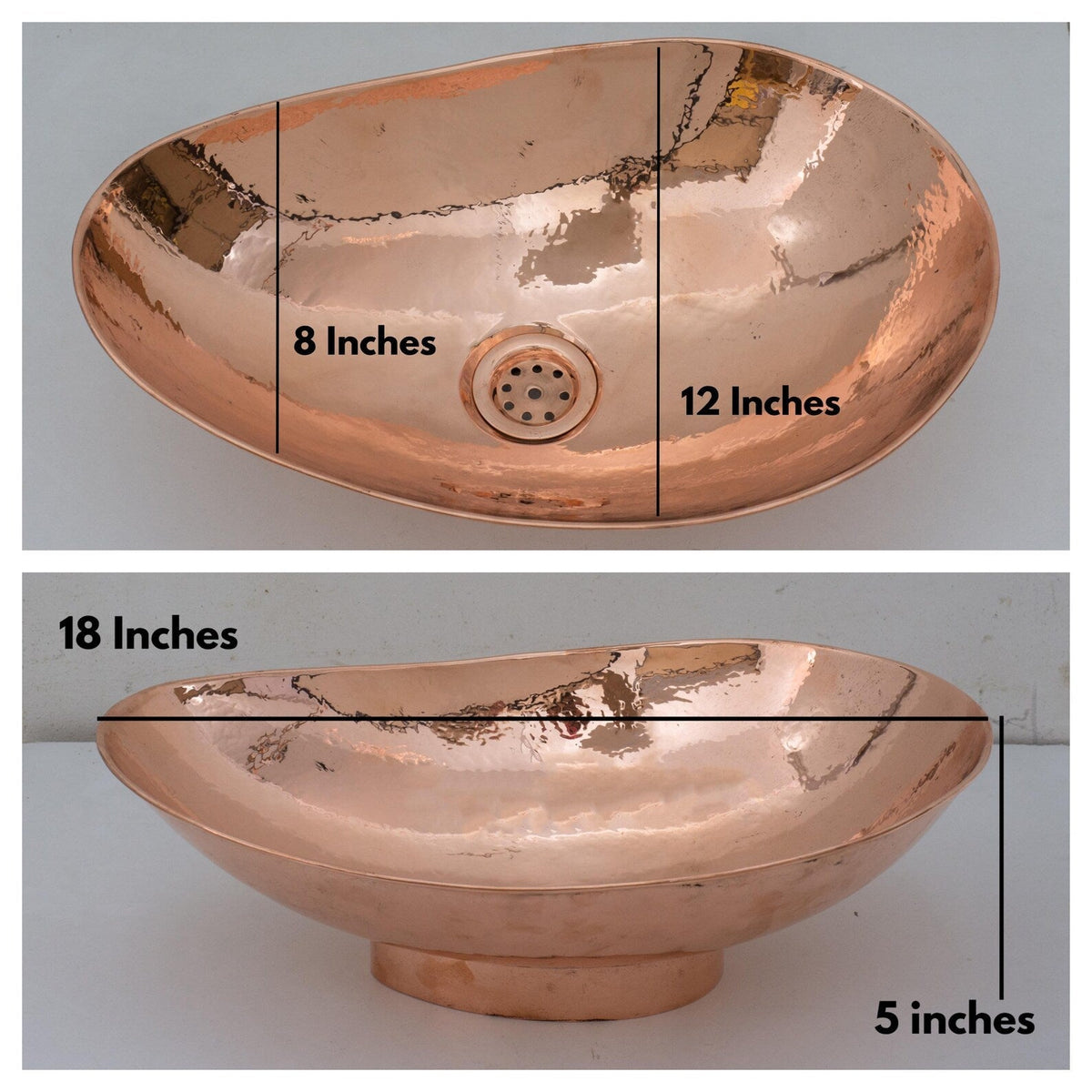 Handcrafted Solid Copper Vessel Sink, Vanity Top Mount Sink, Bathroom Copper Basin, Freestanding Sink Copper
