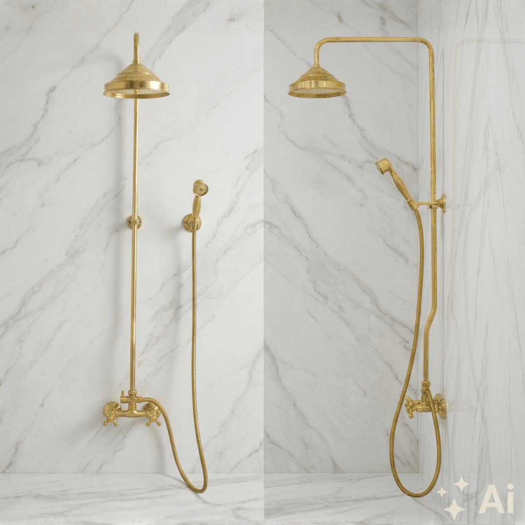 Heritage - Unlacquered Brass Exposed Shower System With Handheld