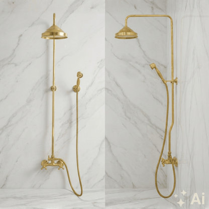 Heritage - Unlacquered Brass Exposed Shower System With Handheld