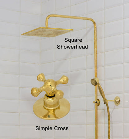 Heritage - Unlacquered Brass Exposed Shower System With Handheld