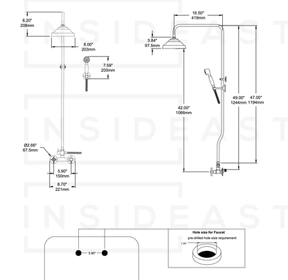 Heritage - Unlacquered Brass Exposed Shower System With Handheld