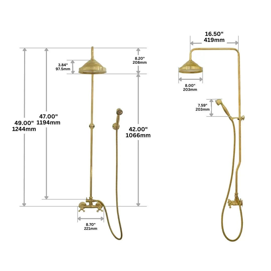 Heritage - Unlacquered Brass Exposed Shower System With Handheld