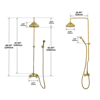Heritage - Unlacquered Brass Exposed Shower System With Handheld
