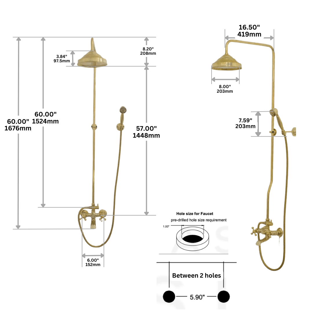 Heritage - Unlacquered Brass Exposed Shower System With Tub Filler