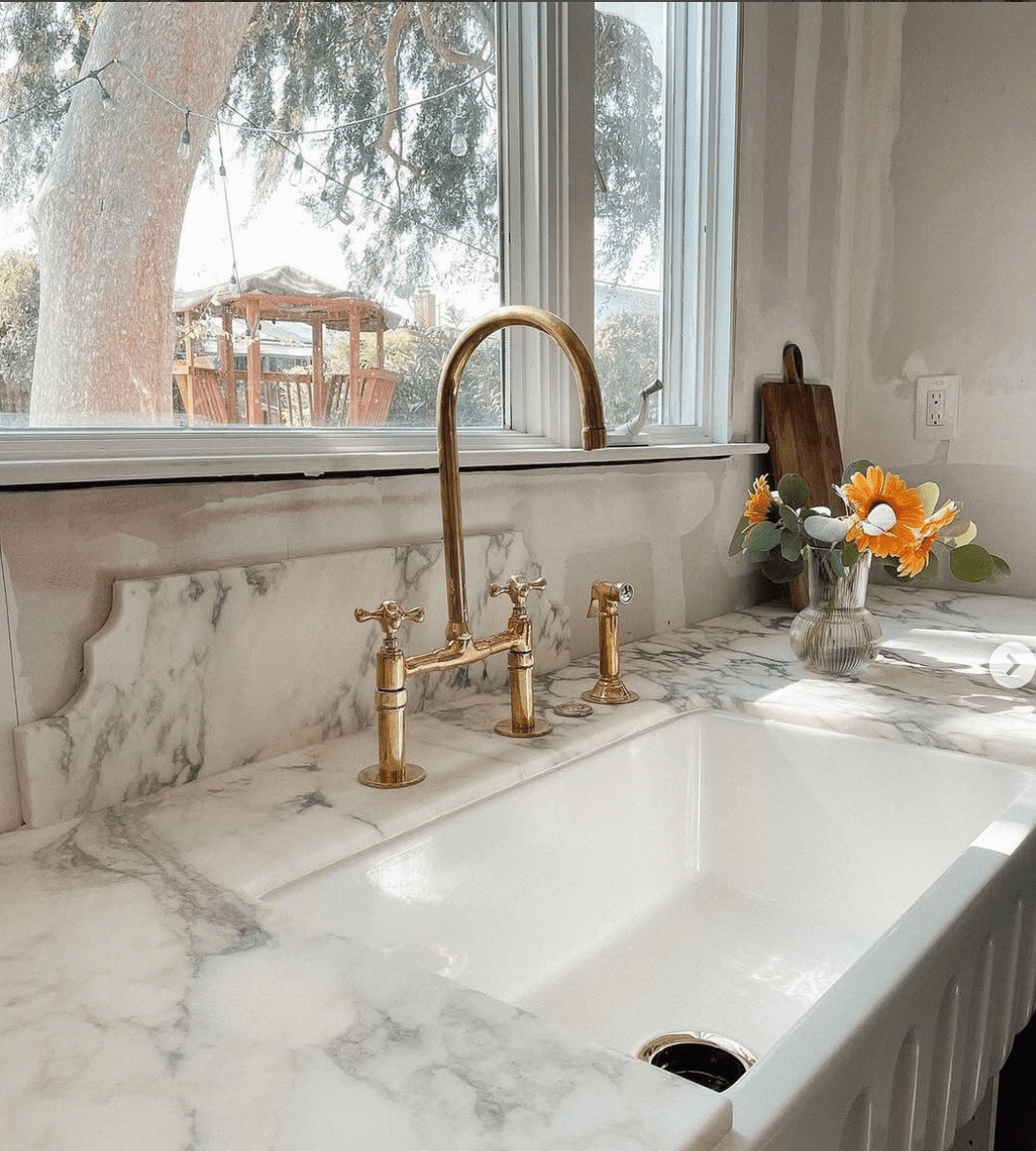 Heritage - Unlacquered Brass Kitchen Bridge Faucet