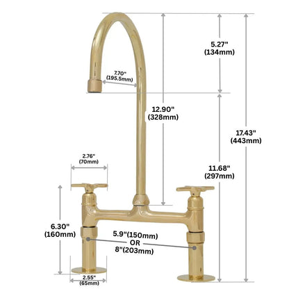 Heritage - Unlacquered Brass Kitchen Bridge Faucet