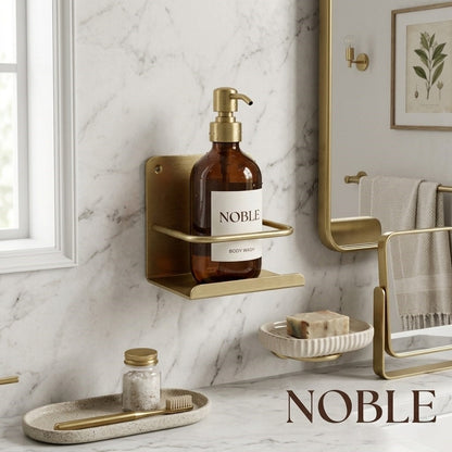 Solid Brass Wall-Mounted Bathroom Caddy & Vanity Shelf