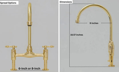 Bridgeford - Unlacquered Brass Kitchen Bridge Faucet