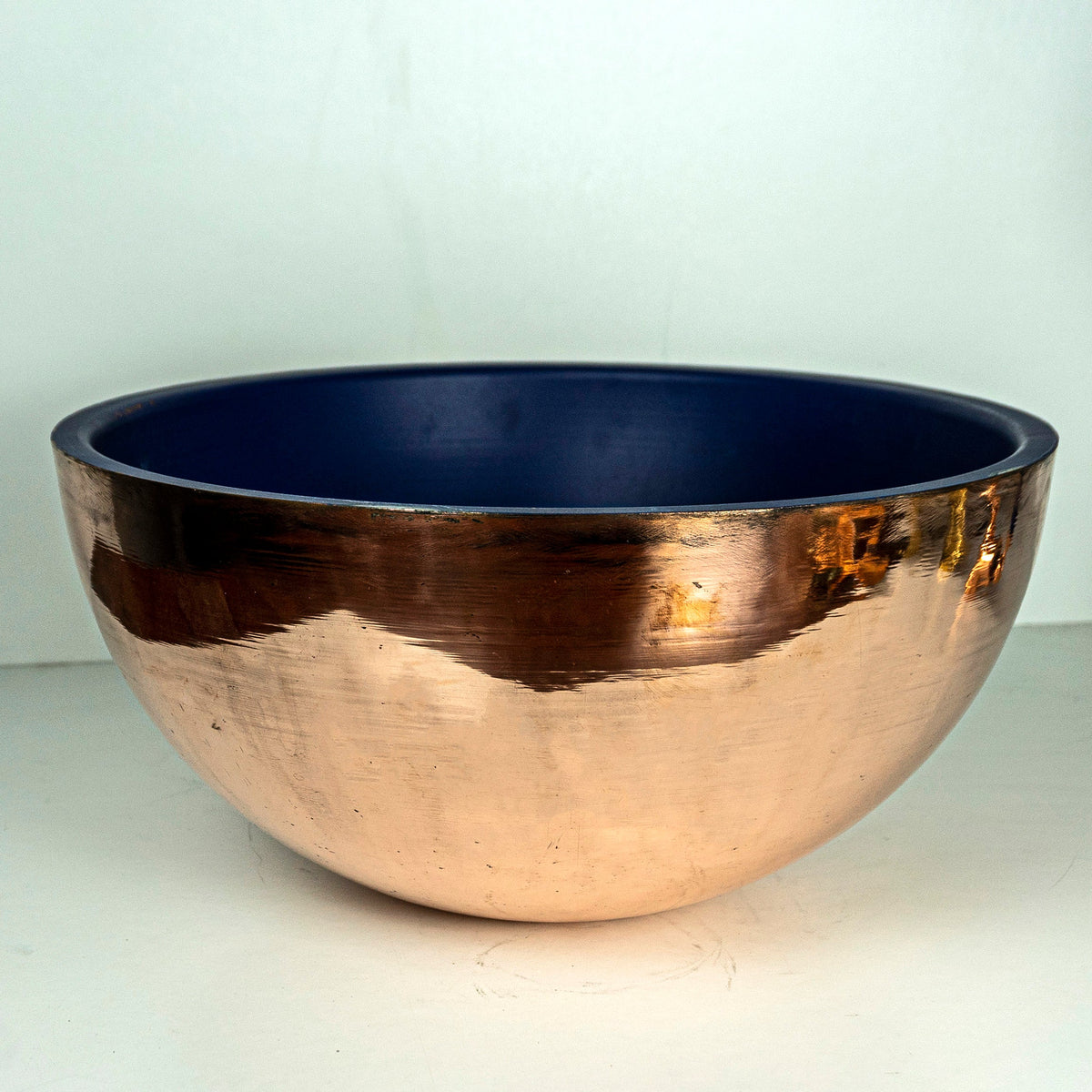 Double Wall Copper Vessel Sink Bathroom, Different Color Interior Copper Vessel Sink Bathroom Decor