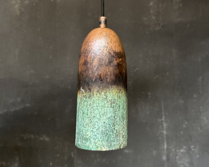 Set of 3 Copper Pendant Lights – Green Patina Finish