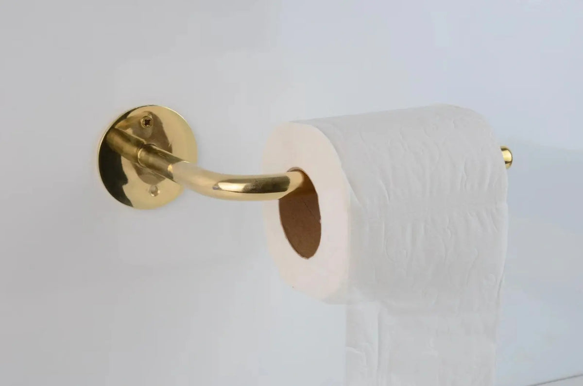 Unlacquered Brass Wall Mounted Toilet Paper Holder With Round Support
