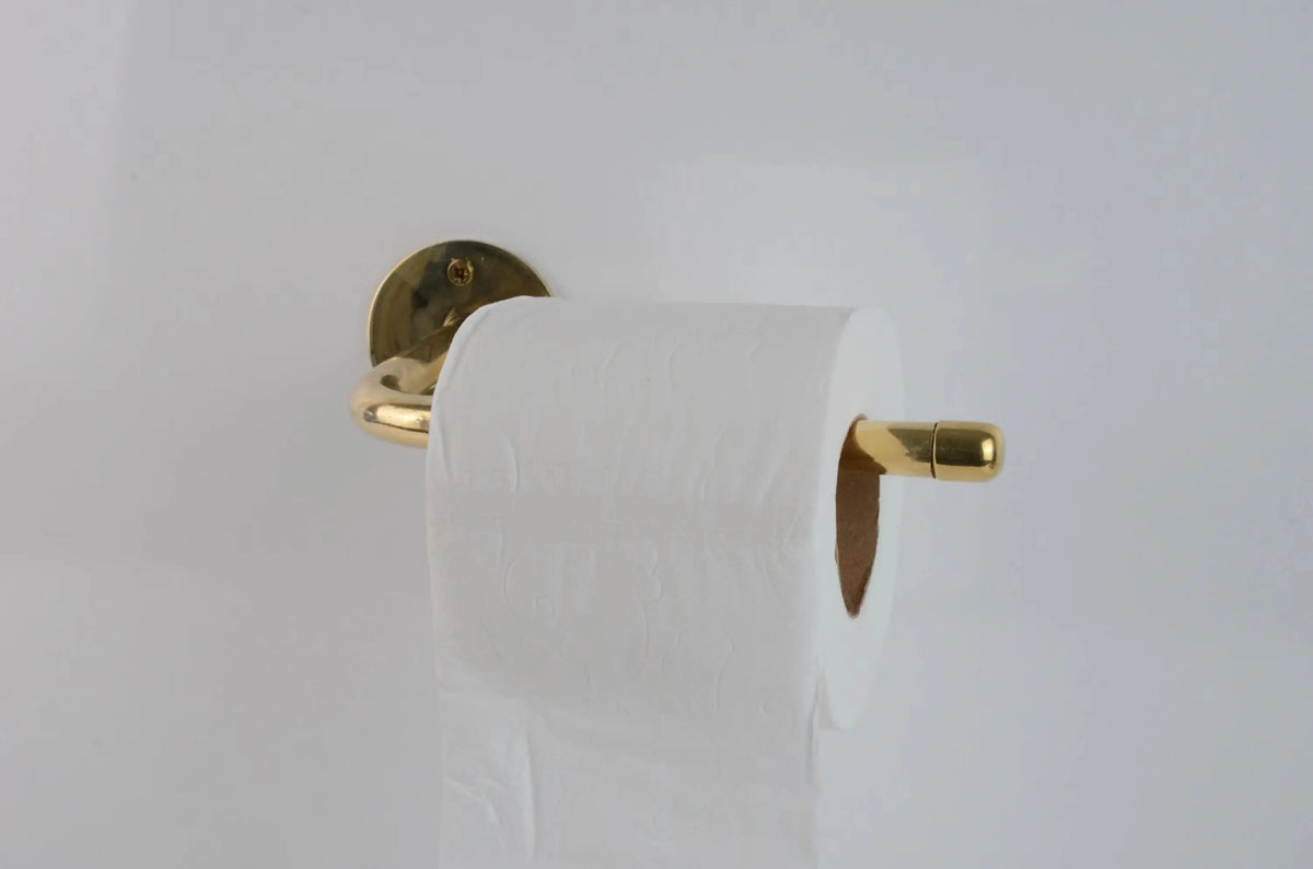 Unlacquered Brass Wall Mounted Toilet Paper Holder With Round Support
