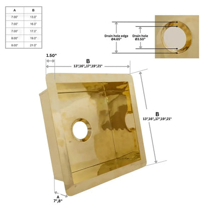 Kitchen Island Solid Brass Sink, Undermount Brass Sink, Outdoor Bar Sink