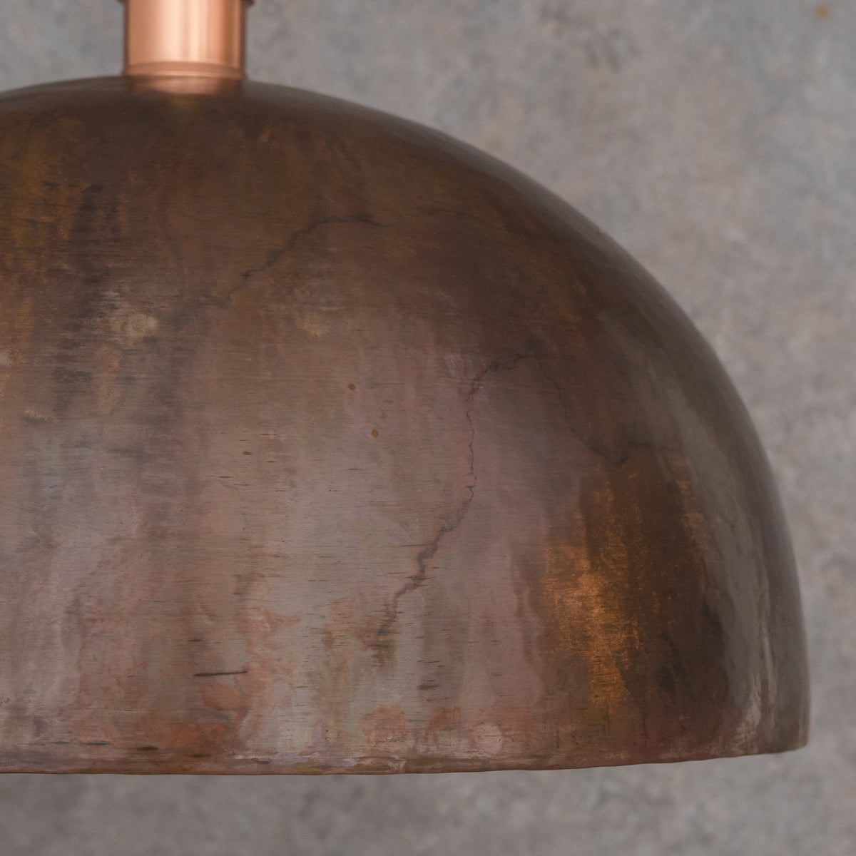 Large Rustic Copper Pendant Light - Aged Dome Ceiling Fixture - Hand-Hammered Moroccan Copper Lamp