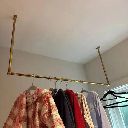 Ceiling Mounted Minimalistic Clothes Rail, Vintage Open Closet Organizer