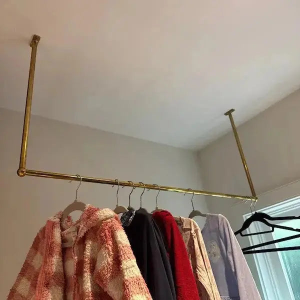 Ceiling Mounted Minimalistic Clothes Rail, Vintage Open Closet Organizer