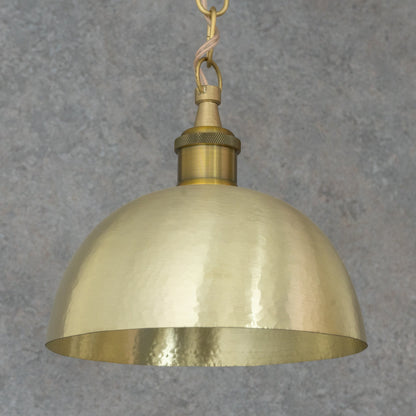 Luminous Soft-Hammered Brass Dome Pendant - Traditional Moroccan brass Light