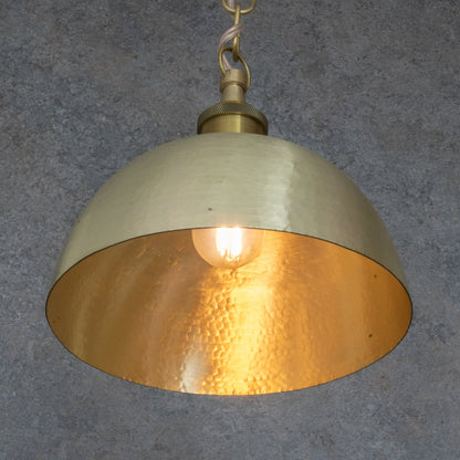 Luminous Soft-Hammered Brass Dome Pendant - Traditional Moroccan brass Light