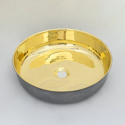 Oil Rubbed Bronze Brass Countertop Vessel Sink, Brass Bathroom Round Basin Sink