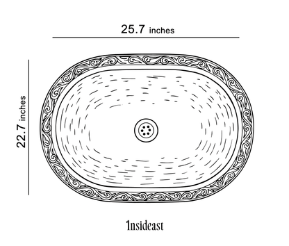 Oval Silver Bathroom Sink – German Silver Vessel Sink – Countertop Washbasin for Powder Room