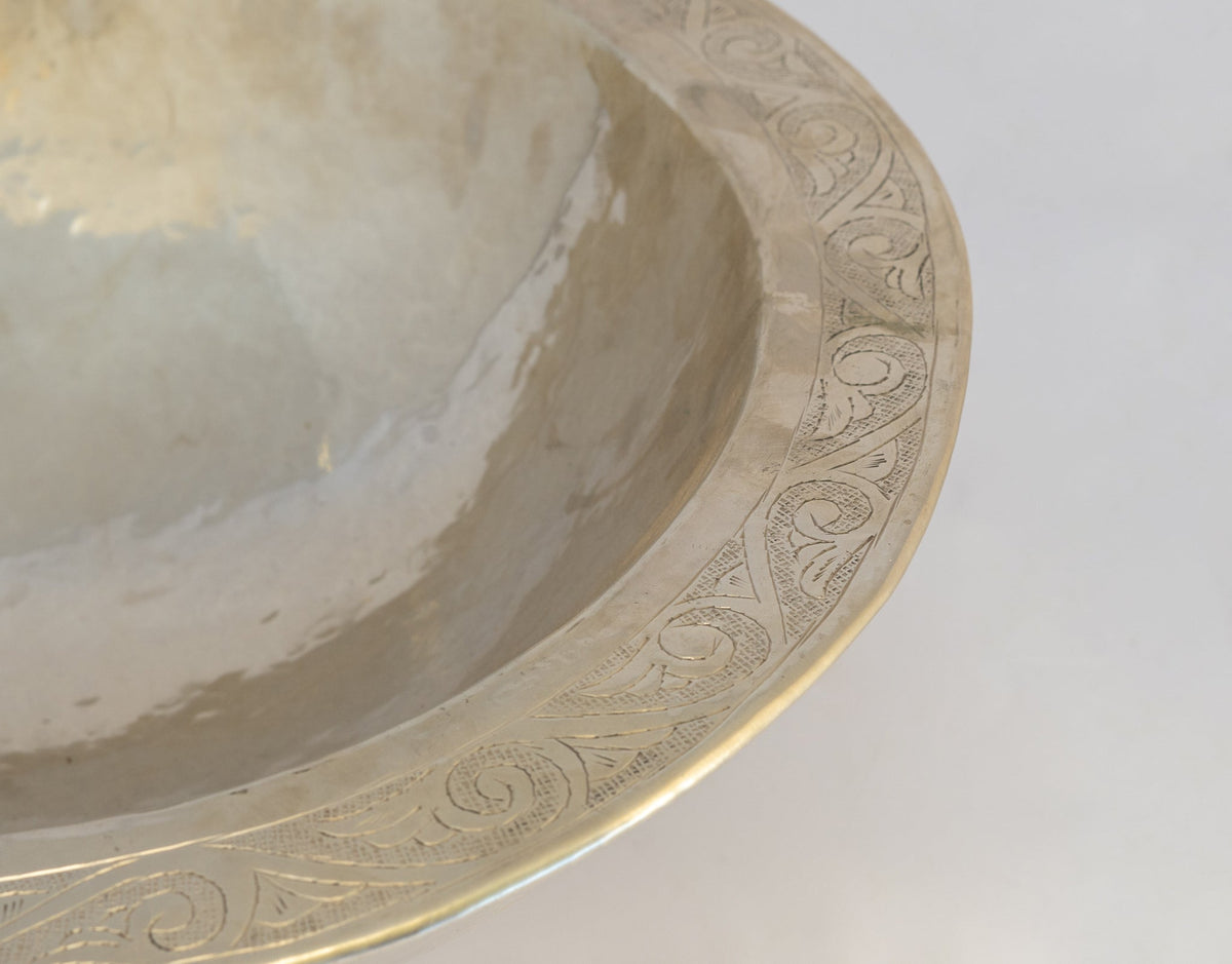 Oval Silver Bathroom Sink – German Silver Vessel Sink – Countertop Washbasin for Powder Room