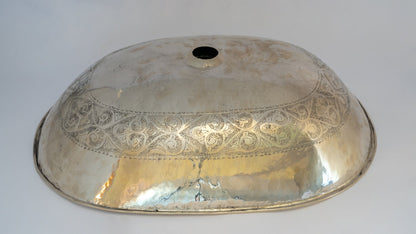 Oval Silver Bathroom Sink – German Silver Vessel Sink – Countertop Washbasin for Powder Room