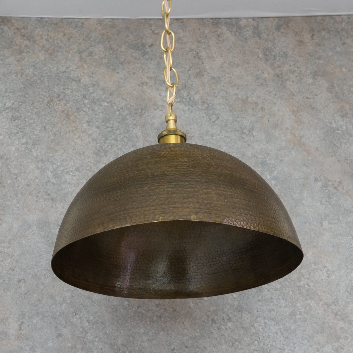 Oversized Dark Bronze Copper Pendant - Large Hammered Dome Light for Entryway & Dining