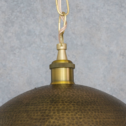Oversized Dark Bronze Copper Pendant - Large Hammered Dome Light for Entryway & Dining