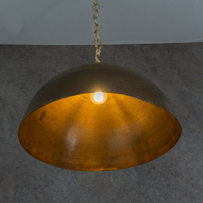 Oversized Dark Bronze Copper Pendant - Large Hammered Dome Light for Entryway & Dining