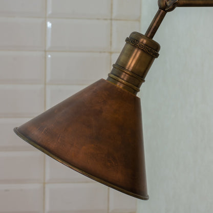 Oxidized Copper Wall Sconce, Swing Arm Light, 3-Point Adjustable Sconce, Wall Light With Copper Shade, Swivel Wall Lamp Copper