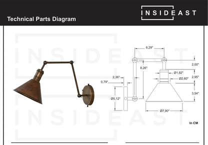 Handmade Brass Swing Arm Wall Sconce, Adjustable Copper Reading Lamp, Farmhouse Lighting