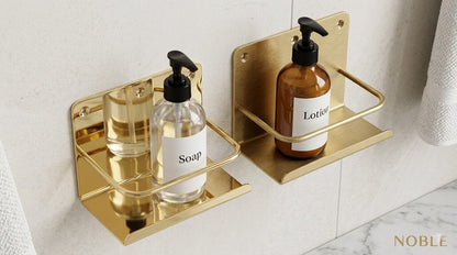 Solid Brass Wall-Mounted Bathroom Caddy & Vanity Shelf