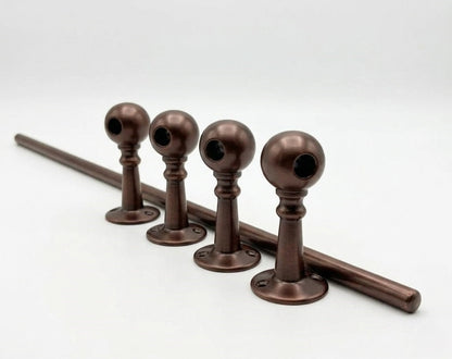 Noble Brass Dark Copper Gallery Rail | Custom Solid Brass Shelf Railing for Kitchen, Bathroom & Bookshelves