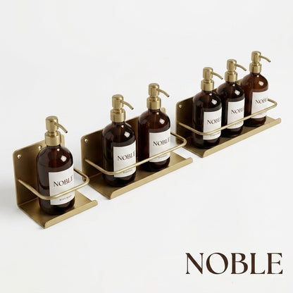 Solid Brass Wall-Mounted Bathroom Caddy & Vanity Shelf — Hand-Finished Living Finish