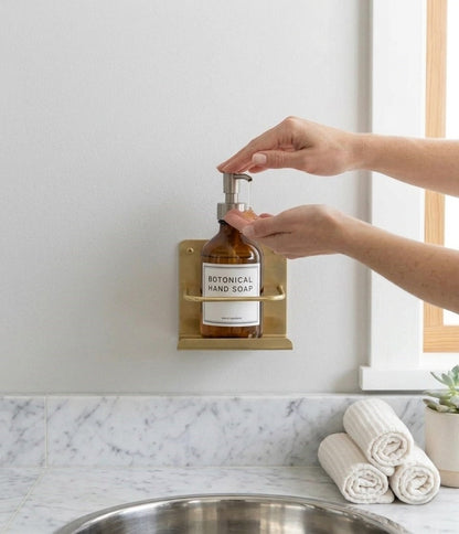 Solid Brass Wall-Mounted Bathroom Caddy & Vanity Shelf