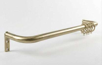 Unlacquered Brass Cafe Curtain Rod with Curved French Return & Eyelet Rings