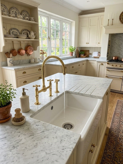 Unlacquered Brass Kitchen Bridge Faucet